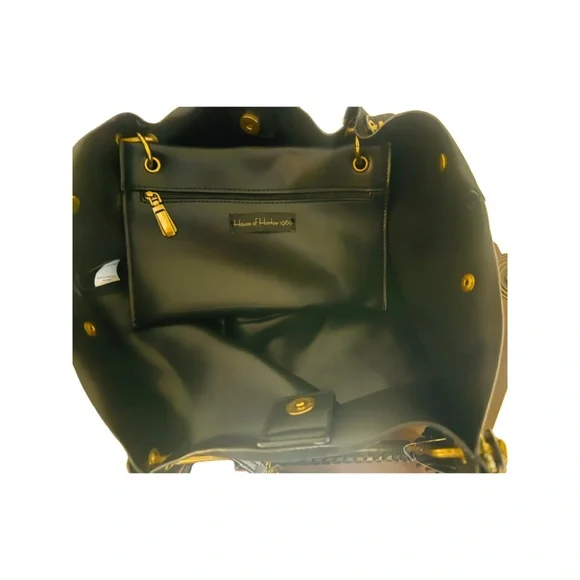 House of Harlow 1960 Black Bucket Tote Bag with Gold Hardware - NWT - Picture 3 of 4